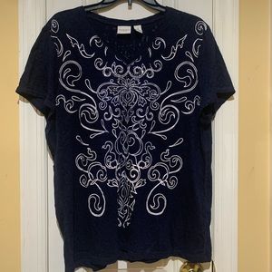 Chico’s Blue & Bedazzled T-Shirt